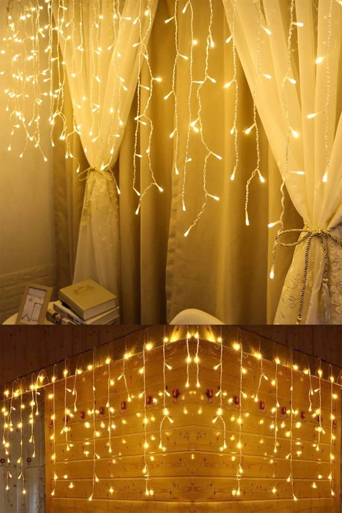 MENFRY-Fringe Curtain LED 4 Meters 96 Pieces of Light 19 Fringe 8 Modes Animated Add-on Plug 4