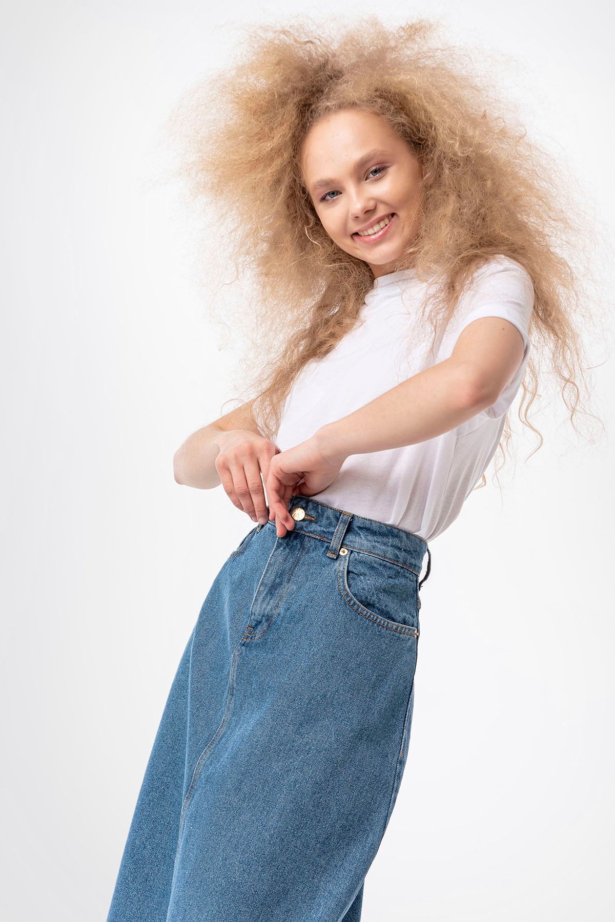 De mim  Uzun Kot Etek Campine Orta Mavi - Görsel 2