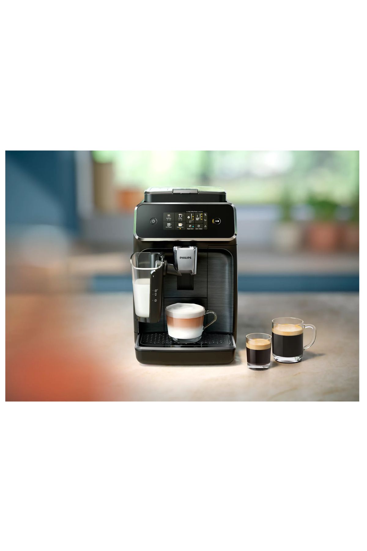 Süt Sistemli Kolay Temizlenen Premium Özellikli Parlak siyah Espresso Makinası