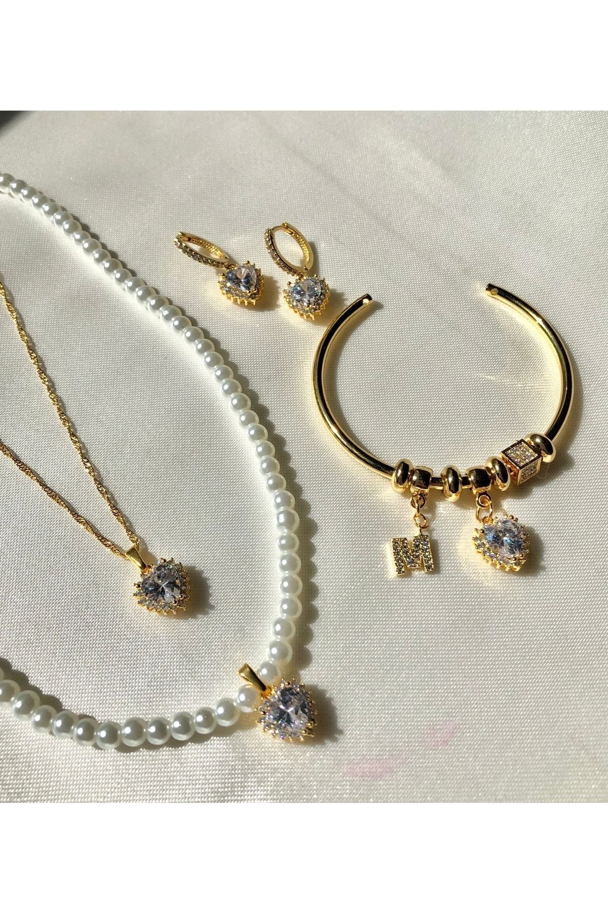 soiestore-White Zircon Heart Jewelry Set 1