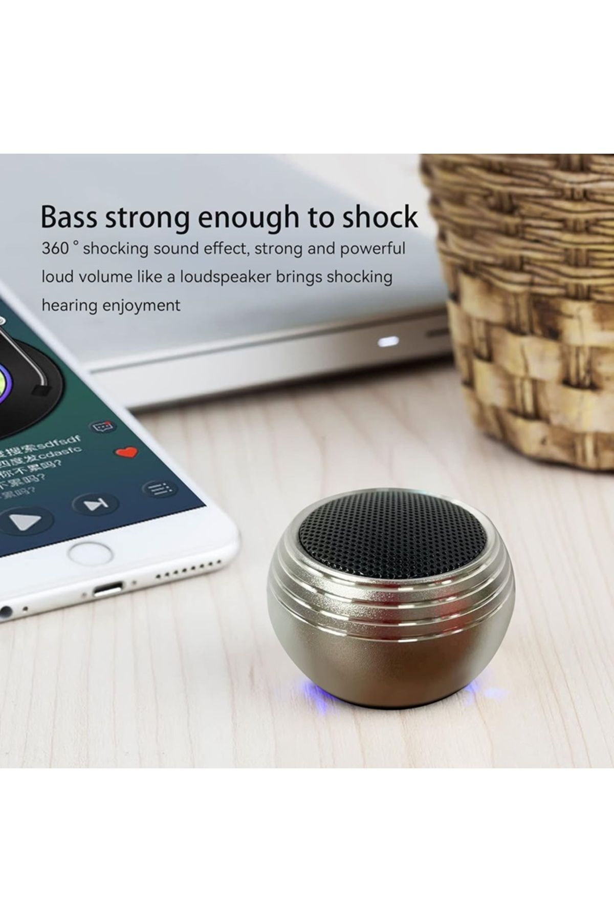 MİNİ Bluetooth'lu Hoparlörler, Subwoofer'lı Küçük Çelik Top, 2