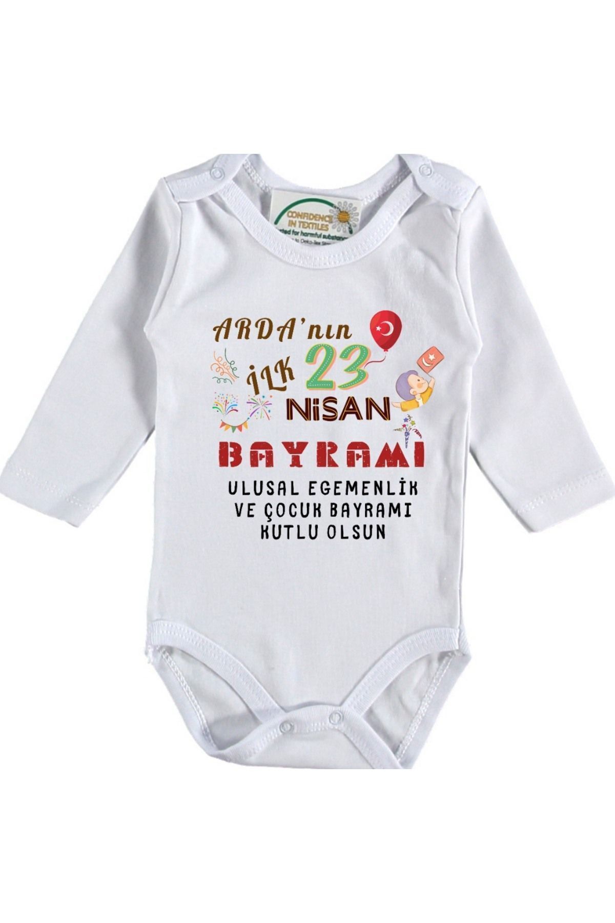 İlk 23 Nisan Bayramı Yazılı Erkek Bebek Zıbın