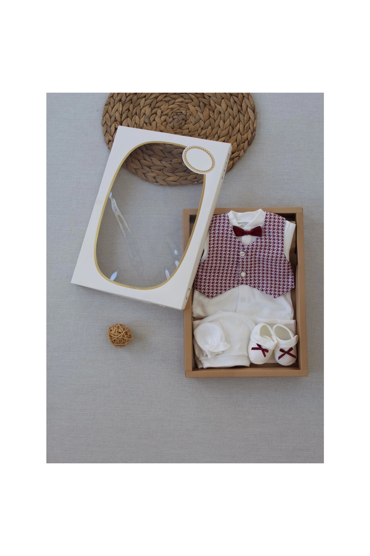 0-6 Months Vest Bow Tie Tuxedo Baby Boy Gift, Mawlid, Circumcision Cloak 5 Piece Suit