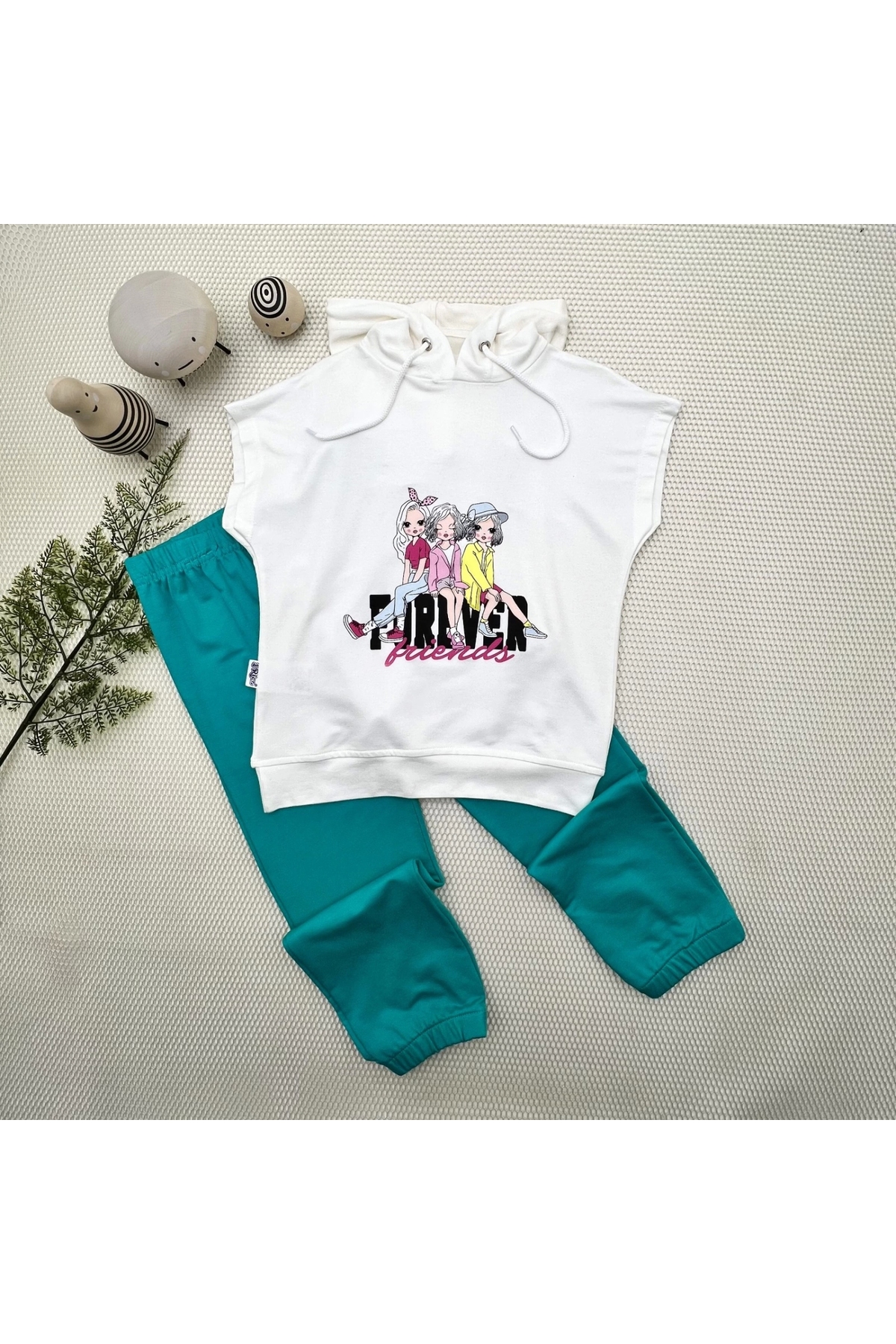 3-4-5 Years Old Forever Cute Girls Printed Hooded Set of 2 Girls
