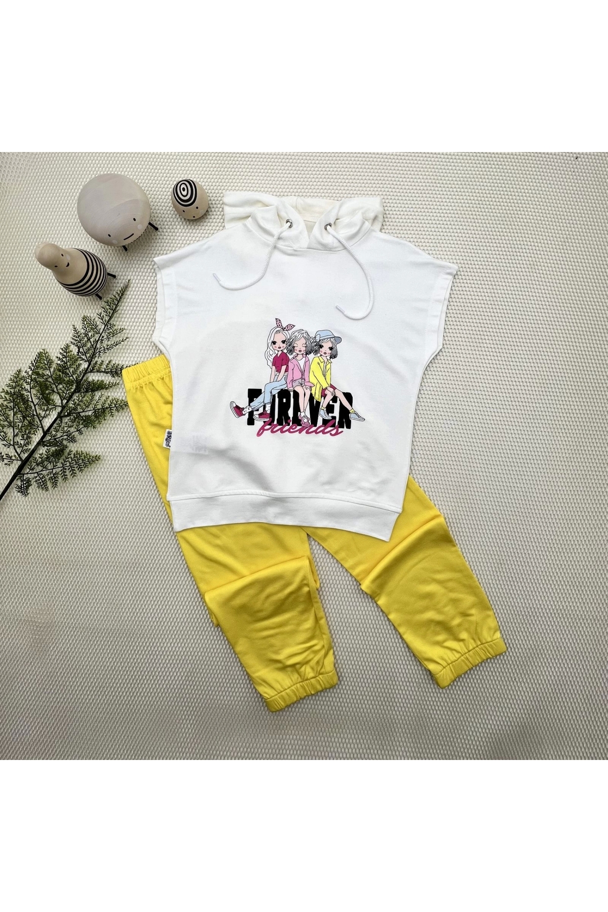 3-4-5 Years Old Forever Cute Girls Printed Hooded Set of 2 Girls