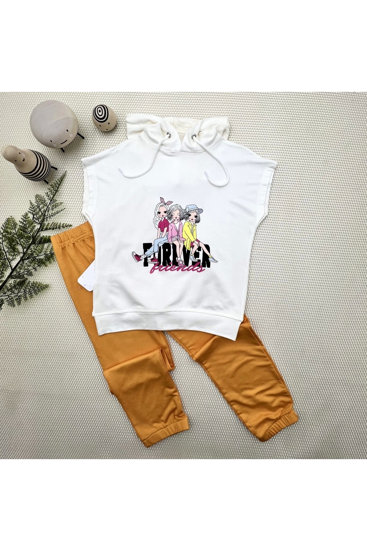 3-4-5 Years Old Forever Cute Girls Printed Hooded Set of 2 Girls