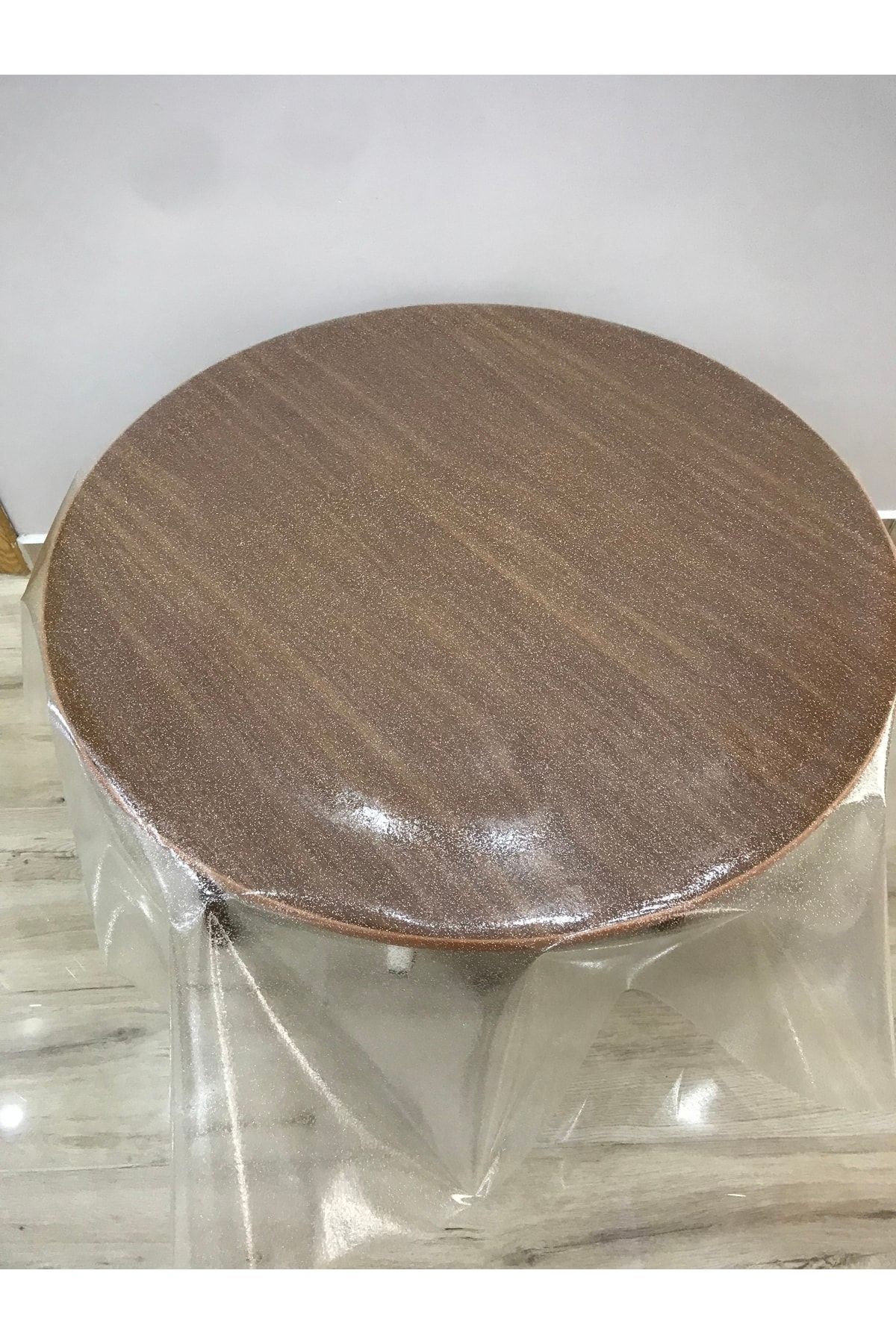 yukselhalimefrusat Față De Masă Pvc Cu Sclipici Argintiu Transparent Rotund 140cm - 140 x 140