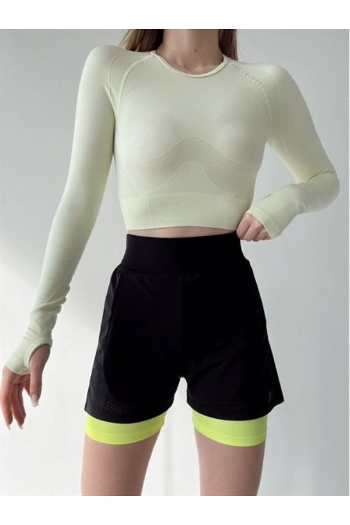 moda bizimle-Pantaloni scurți de baie din plasă Femei 4