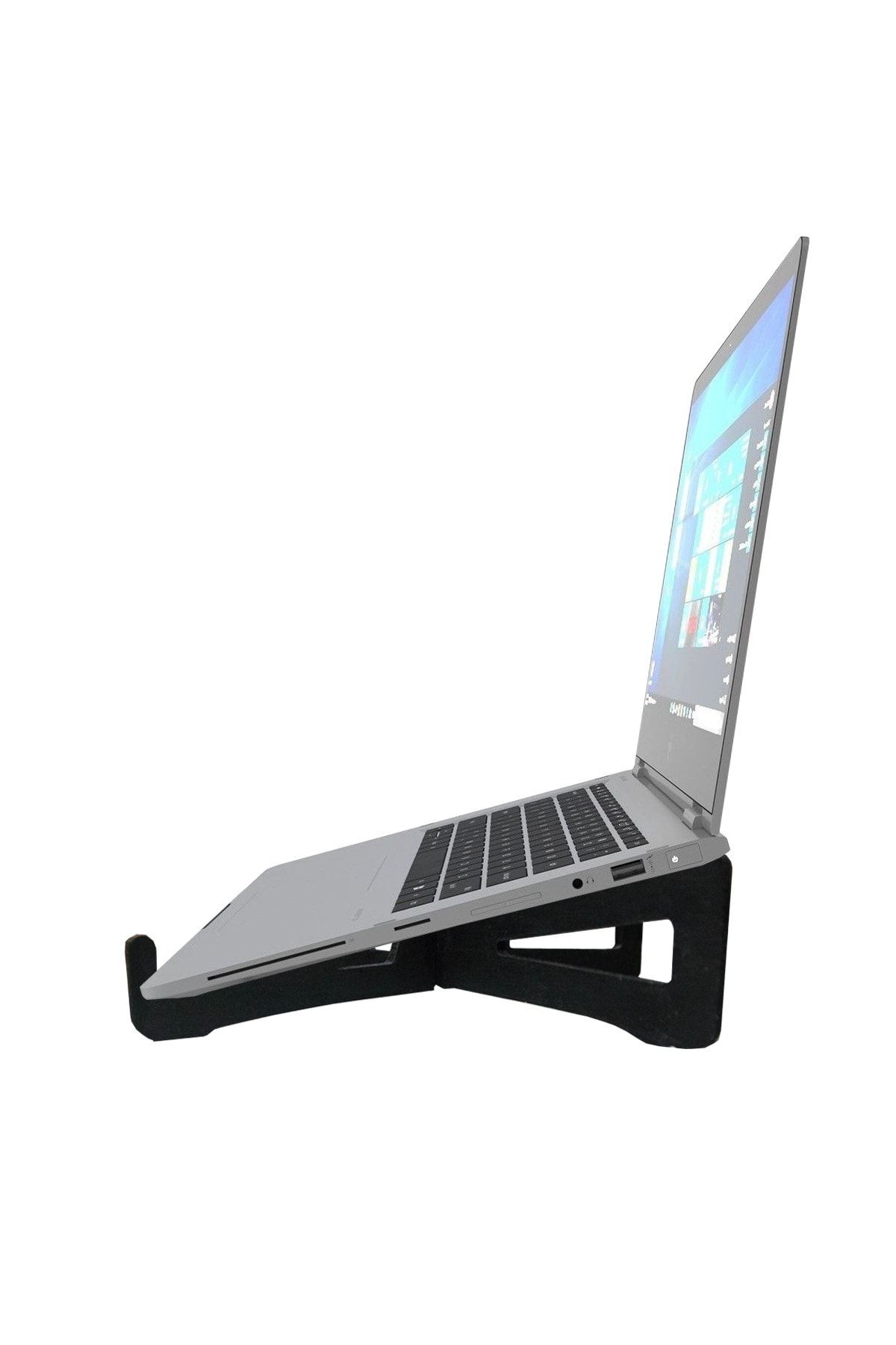 Taşınabilir Ahşap Laptop Standı Notebook Sehpası Telefon, Tablet Standı Siyah 2