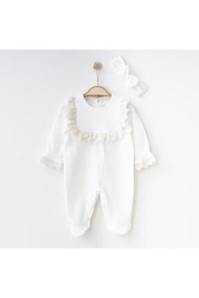 O Baby O'baby Fistolu Patikli Tulum %100 Organik Pamuk Tulum 0-3 Ay Kız Bebek...