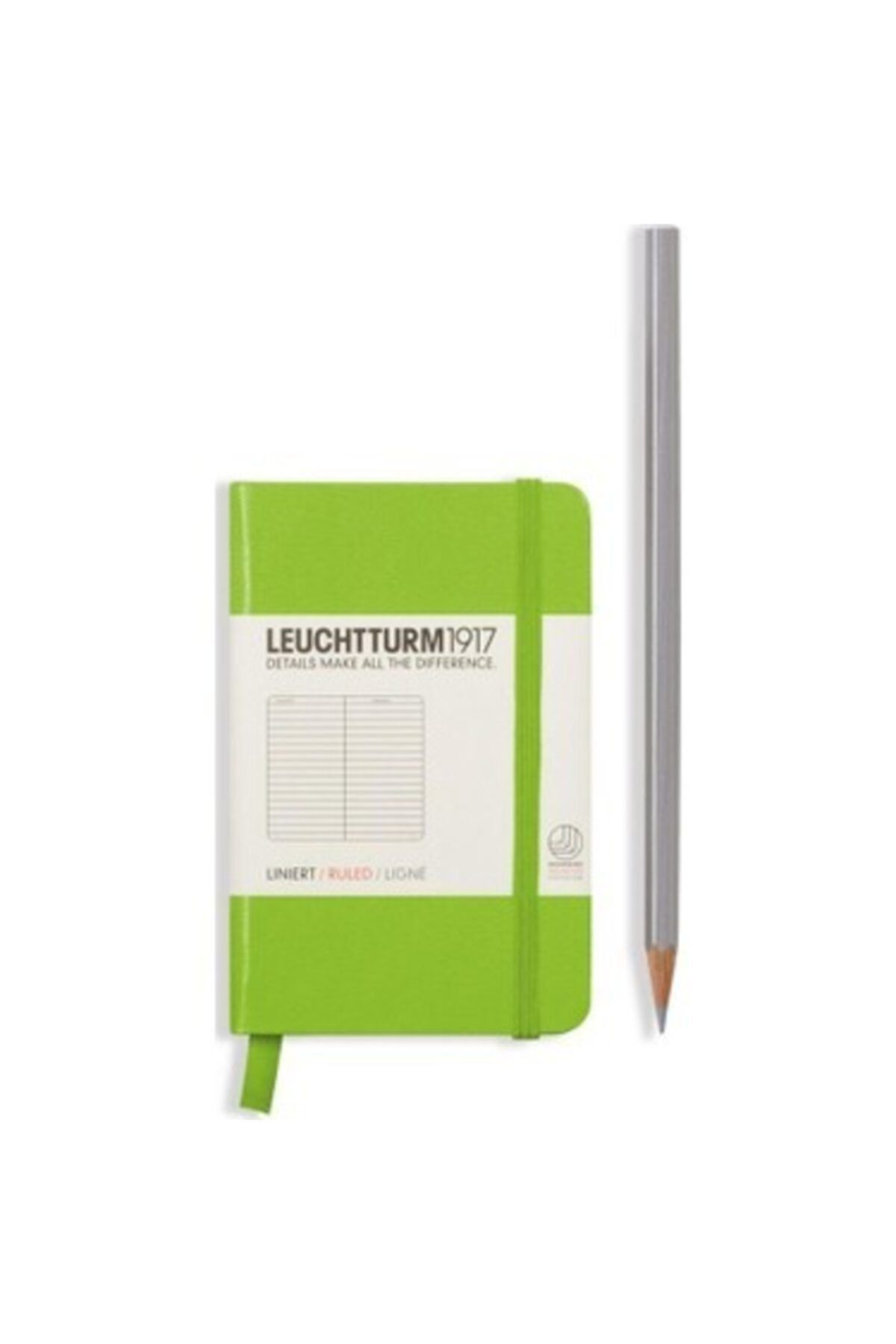 Leuchtturm1917-Notepad Mini Size (A7), Hard Cover, 169 Numbered Pages, Lime Green - Lined 1