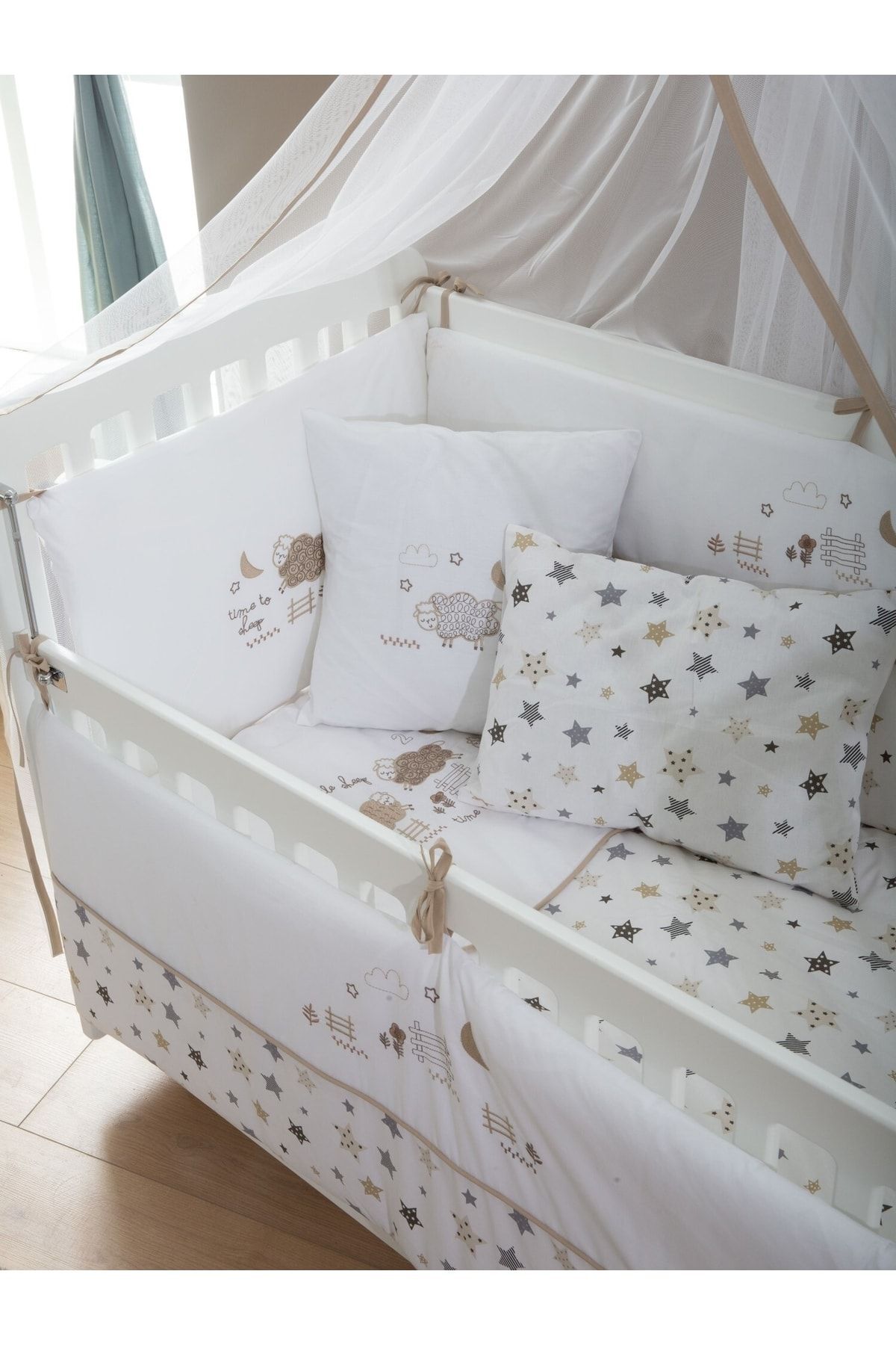 Meltem Smart Woody Anne Yanı Ahşap Sallanır Beşik 60x120 cm (beyaz-kuzu) fotoğrafı 2 (önizleme)