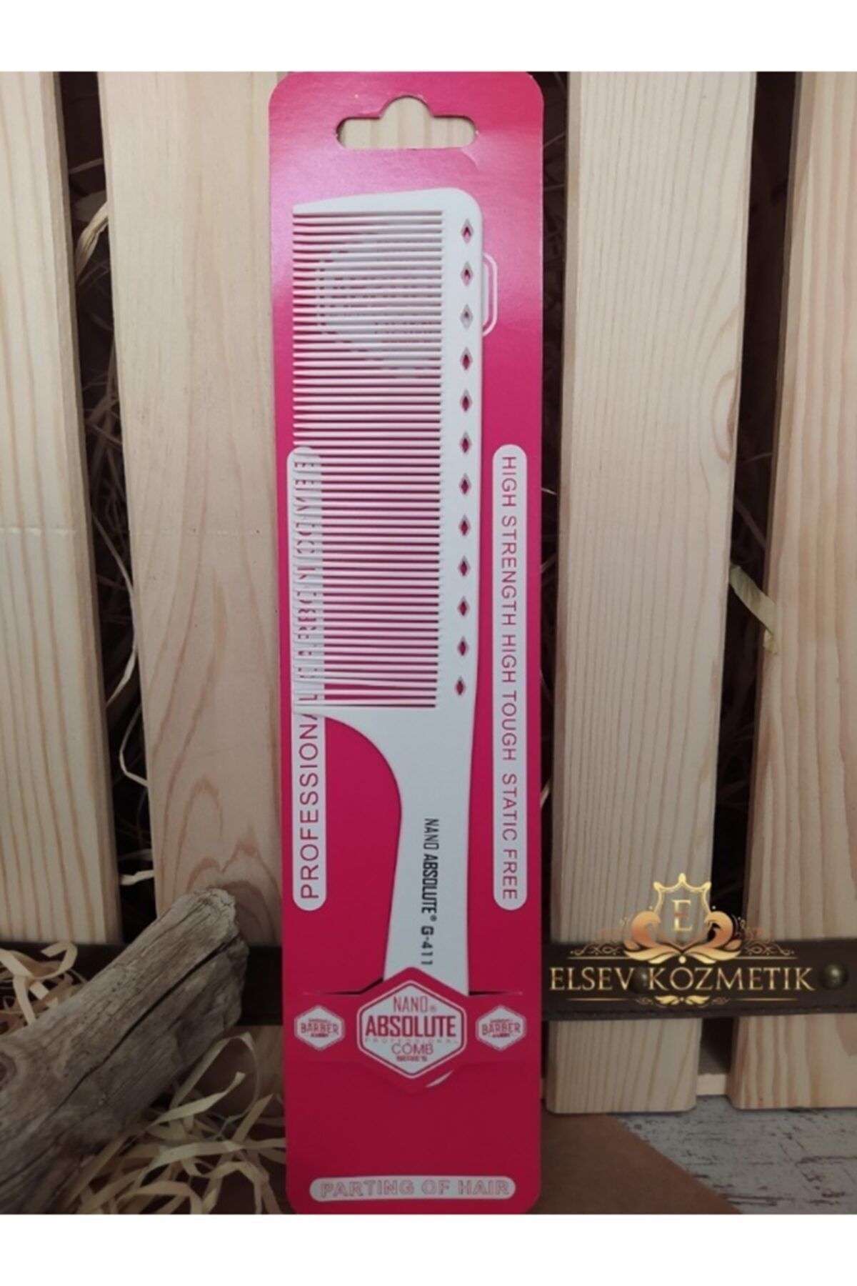 شانه دسته نازک G-411 سفید Elsevkozmetik Nano Absolute