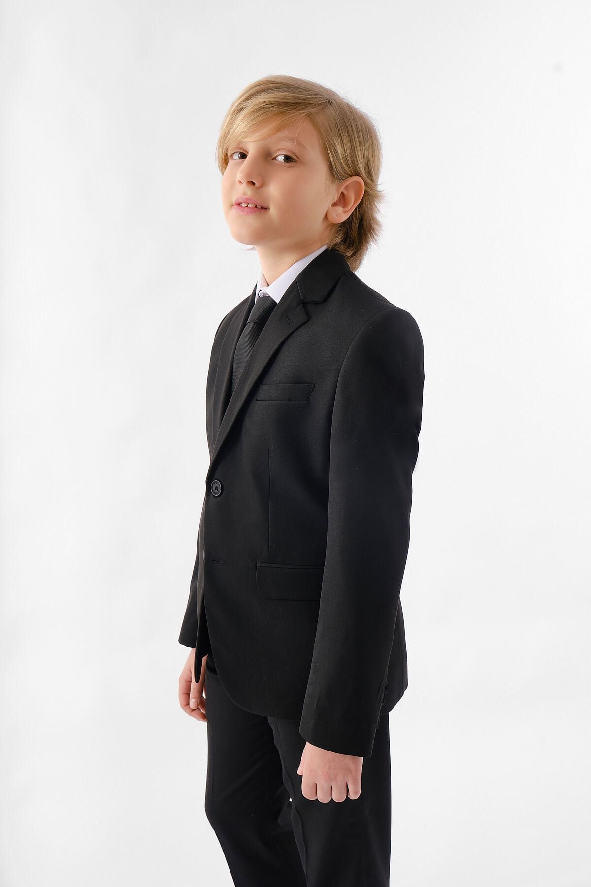 Doctor junior-Boy's Black Gabardine Suit 2