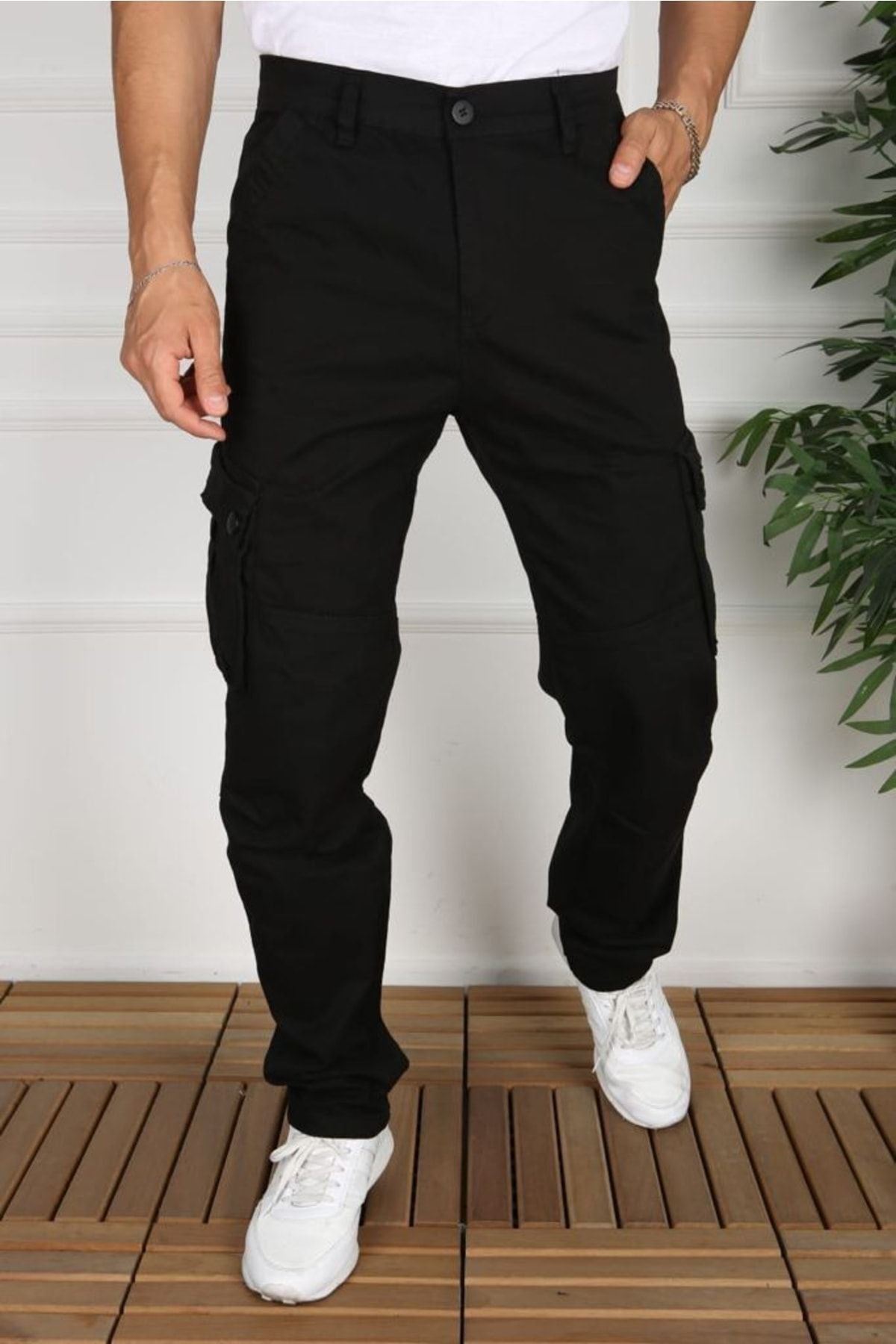 FRANKNESS JEANS-بنطلون كارجو قصة مريحة جيب قماش ليكرا جبردين الموسم الجديد 4