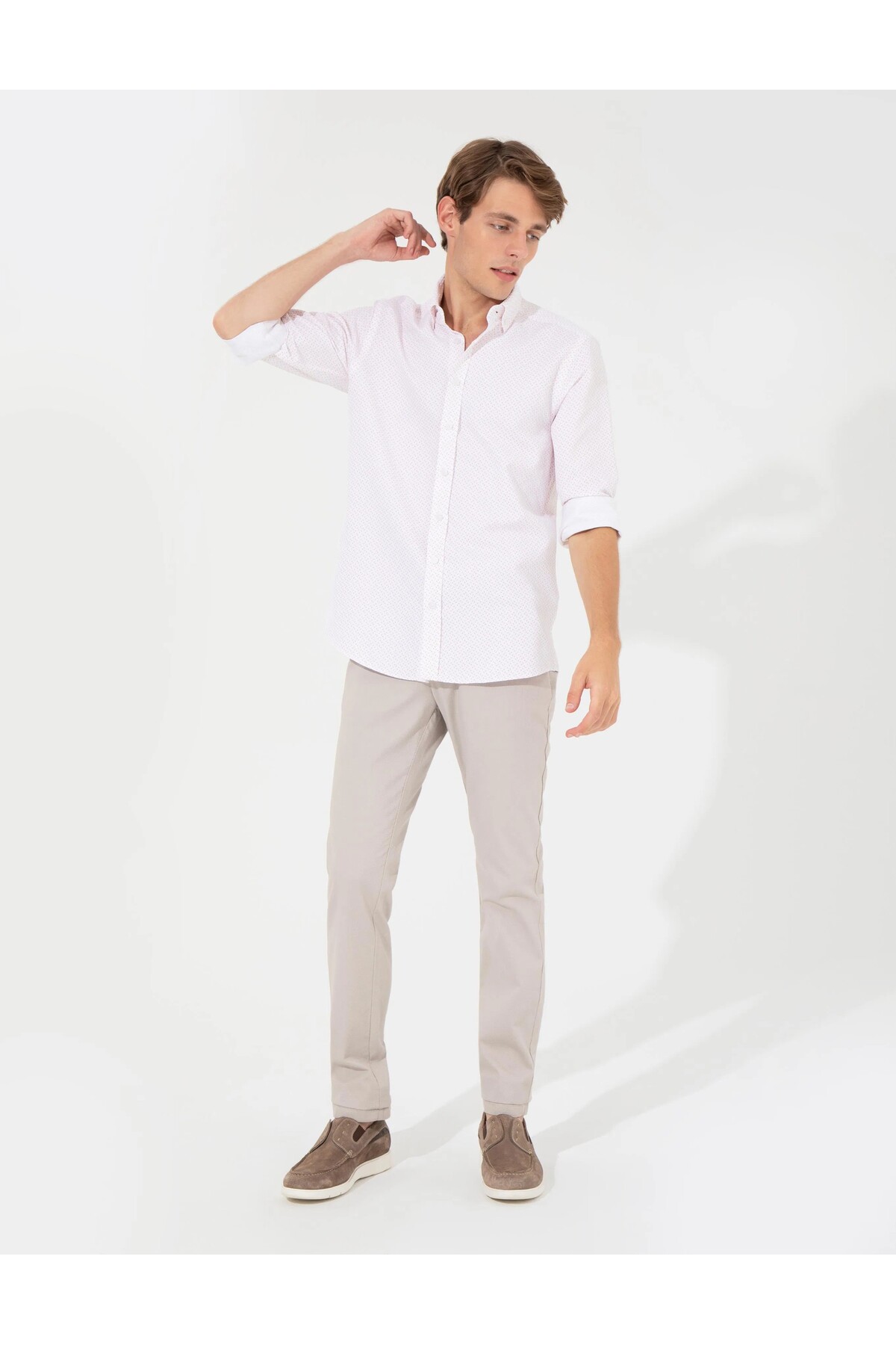 پیراهن مردانه نارنجی پیرکاردین | G021SZ004.000.1369596.VR051 اورجینال - تصویر 4