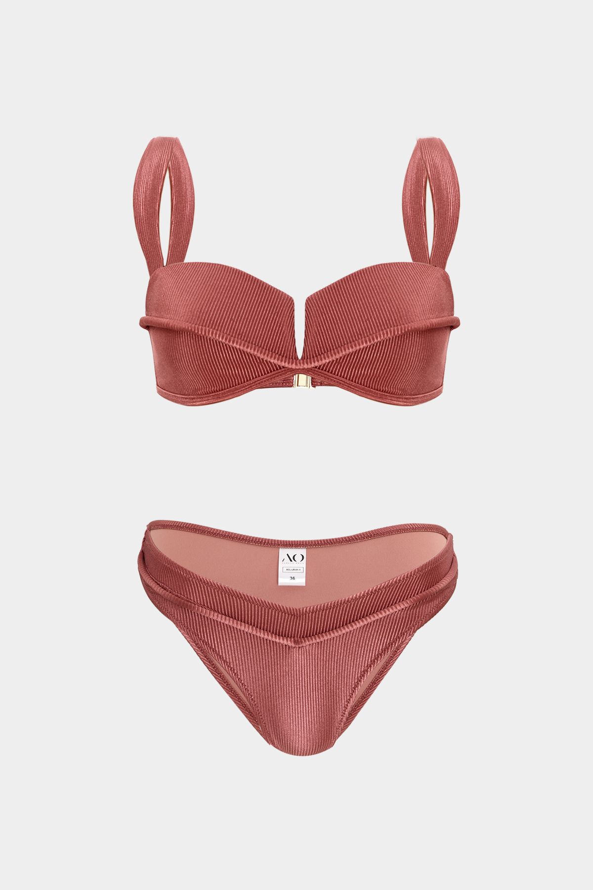Açelya Okcu-Partea de jos de bikini pentru femei RHEA Fit Premium texturată - Detaliu cu țevi 3