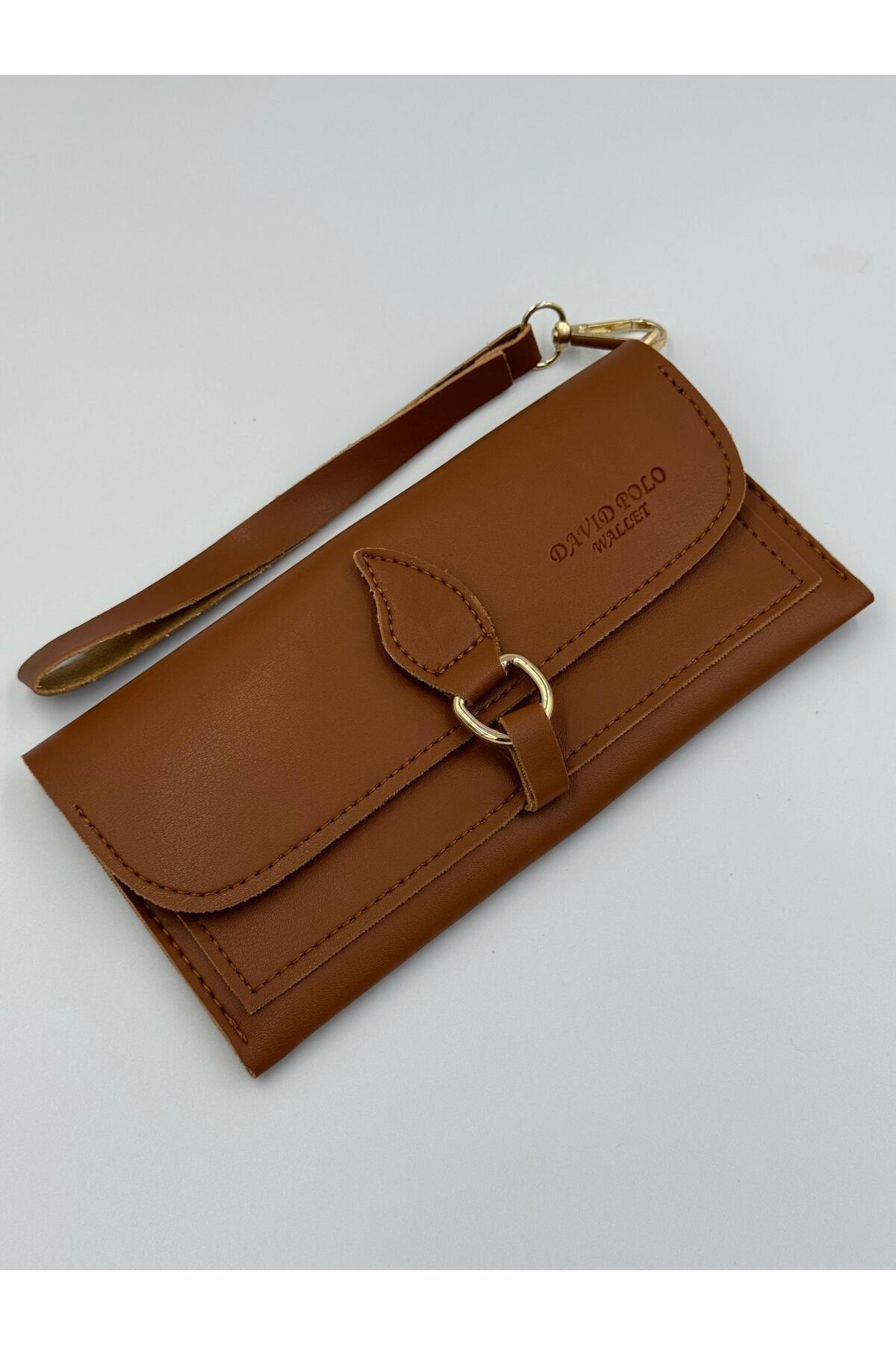 Women's Cell Phone Detailed Large Size Soft Wallet with Compartment