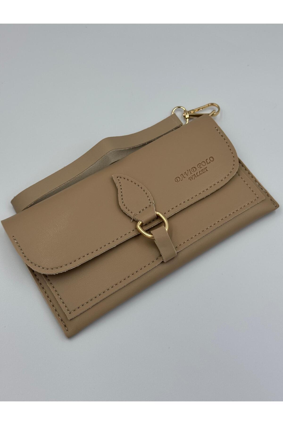 Women's Cell Phone Detailed Large Size Soft Wallet with Compartment