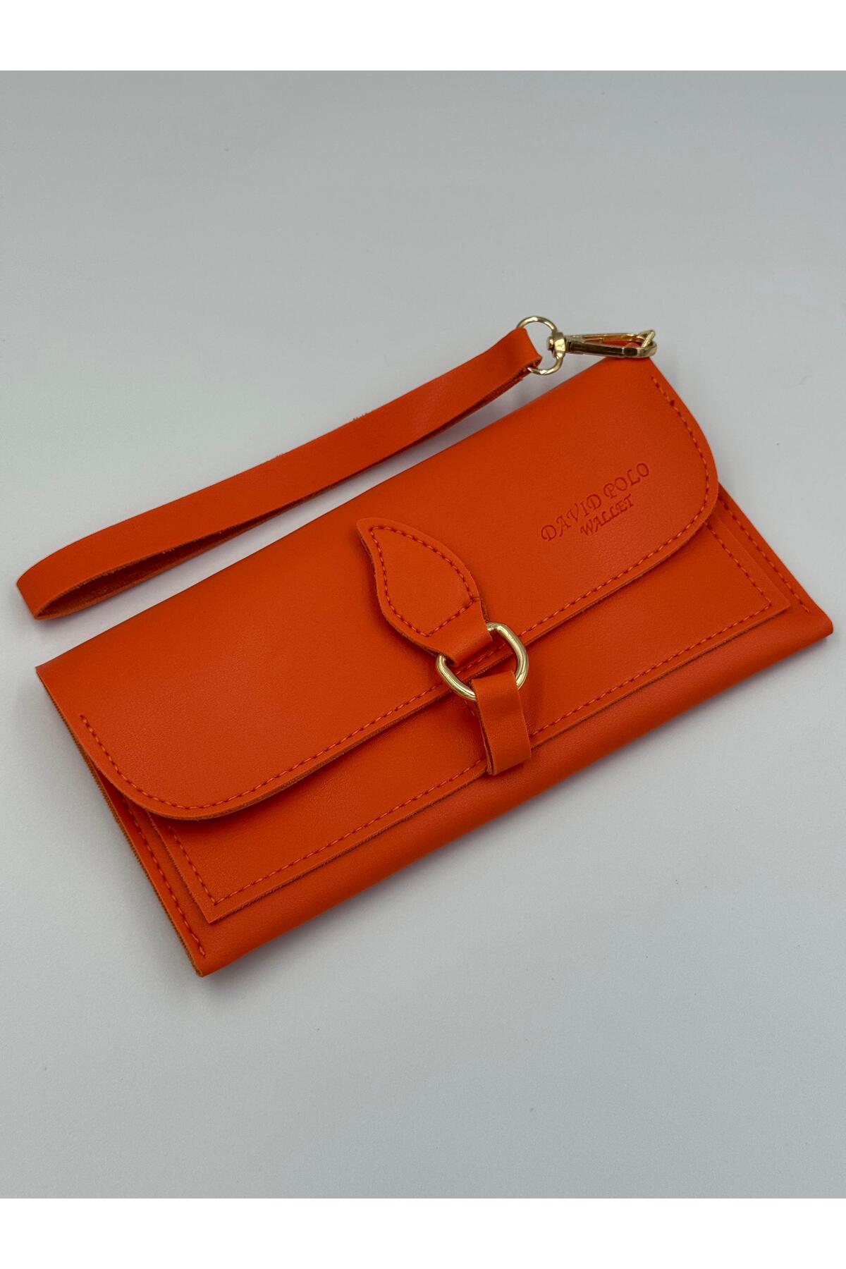 Women's Cell Phone Detailed Large Size Soft Wallet with Compartment