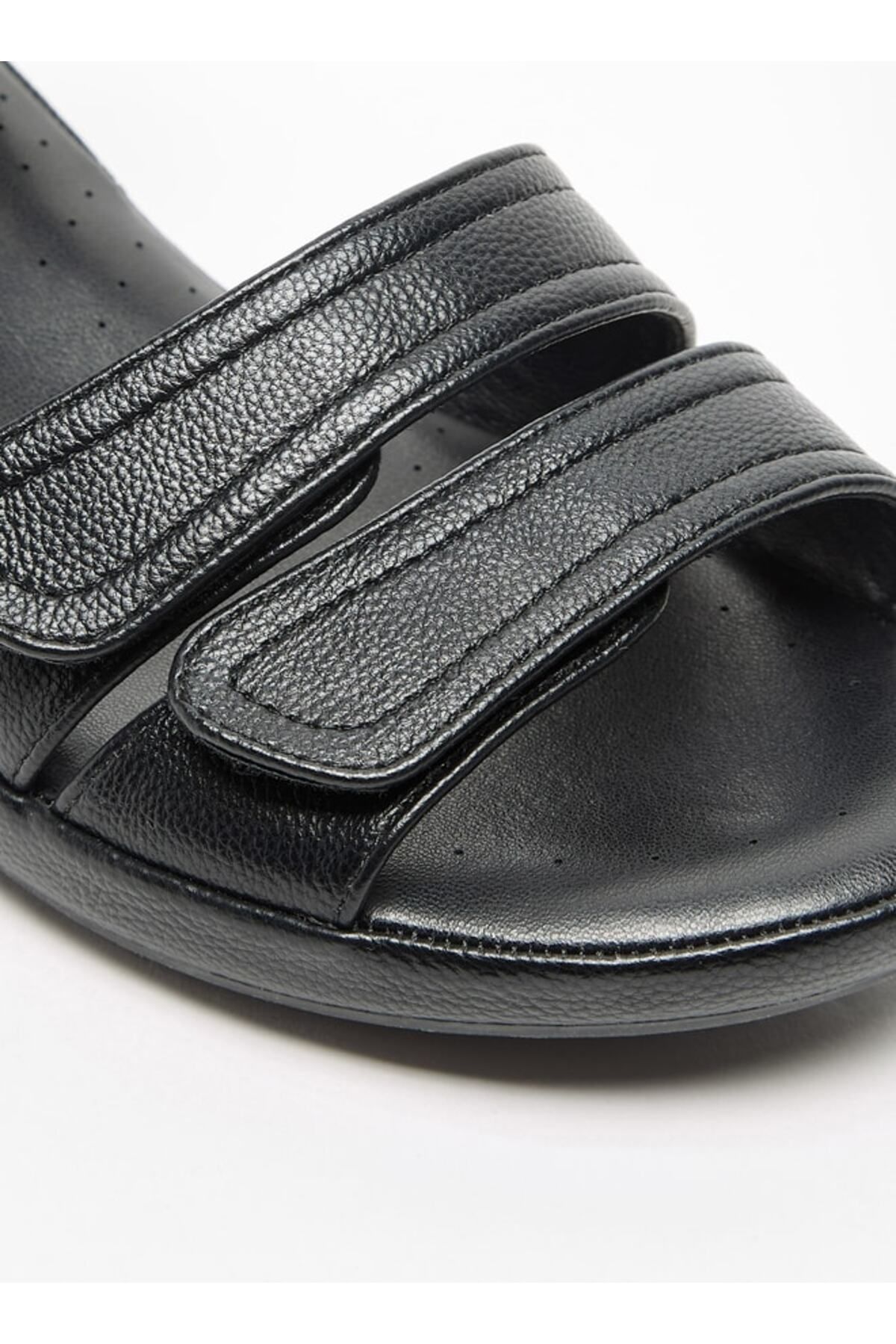 Le Confort-Solid Open Toe Sandals with Wedge Heels and Hook and Loop Closure 5