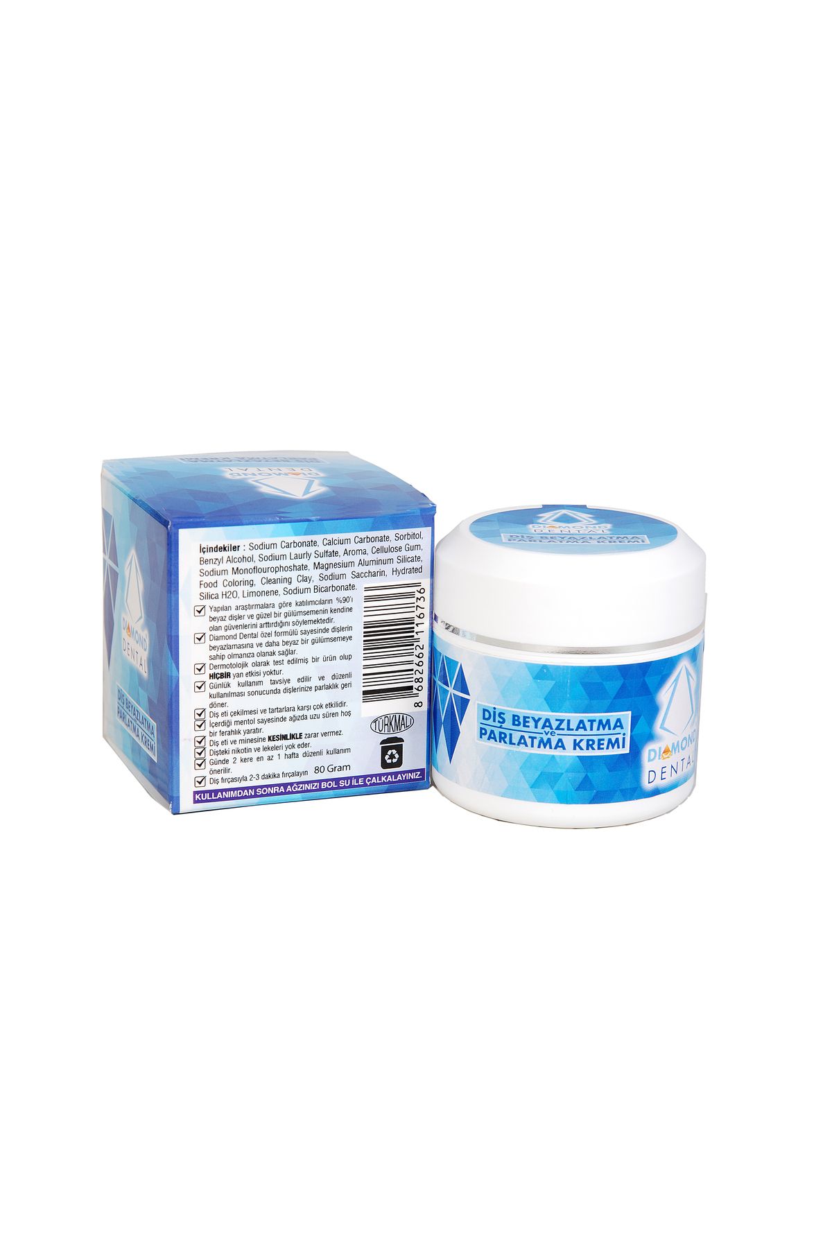 محصولات سفیدکننده دندان کرم سفید کننده و صیقل دادن 80 گرم. Diamond Dental