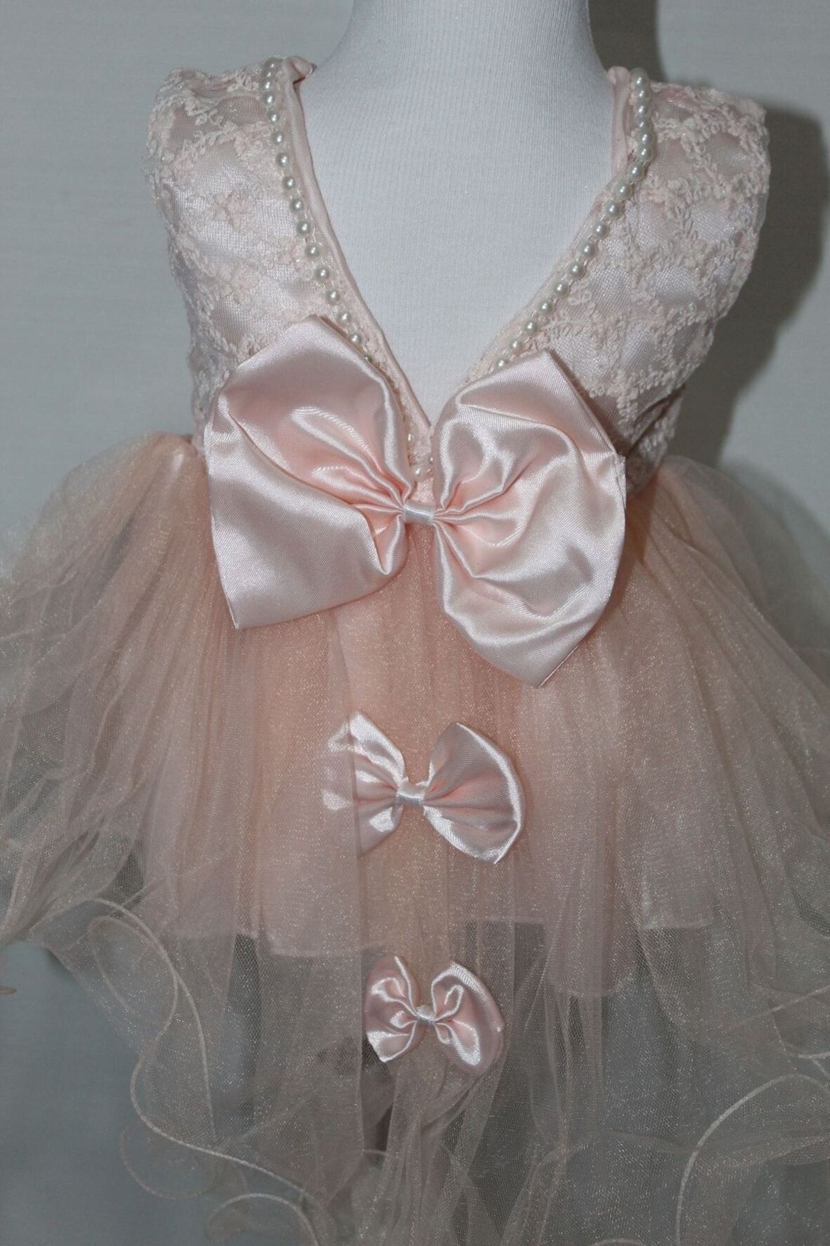 Petite Ponpon Baby Ponpon Kuyruklu Somon Renkli Gelinlik Elbise Kız Bebek Mevlüt Takım (KUTUSUZ) fotoğrafı 4 (önizleme)