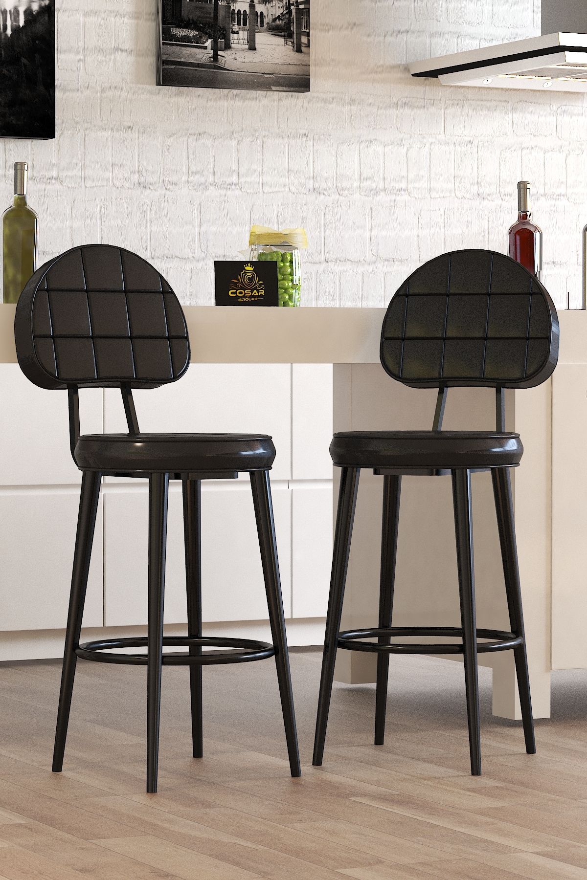 75 cm Dolce Bar Sandalyesi 1 Adet Siyah Deri 100 Ile 115 Cm Arası Olan Masalara Uygundur.