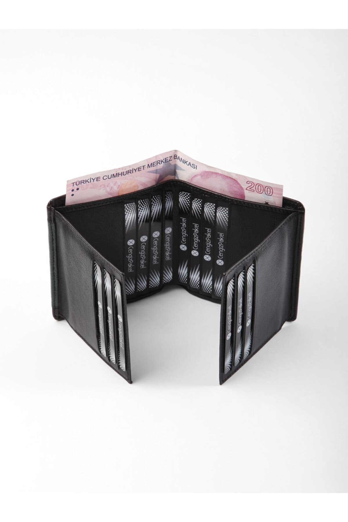 Cengiz Pakel  Hakiki Deri Erkek Cüzdan 13660-siyah-yeşil - Görsel 4