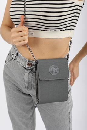 Madamra Gri Unisex C&uuml;zdan B&ouml;lmeli &Ccedil;apraz &Ccedil;anta