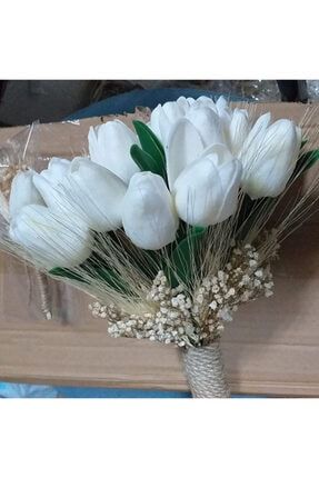 Islak Lale Beyaz Gelin Buketi Gelin Çiçeği lkd48525
