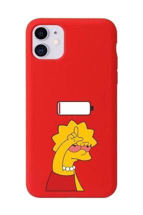 Iphone 11 Kırmızı Lansman Lisa Simpson Tasarımlı Kılıf IP11-LS02