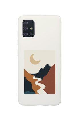 Samsung A51 Ay Dere Desenli Premium Silikonlu Beyaz Telefon Kılıfı ayderea51byz