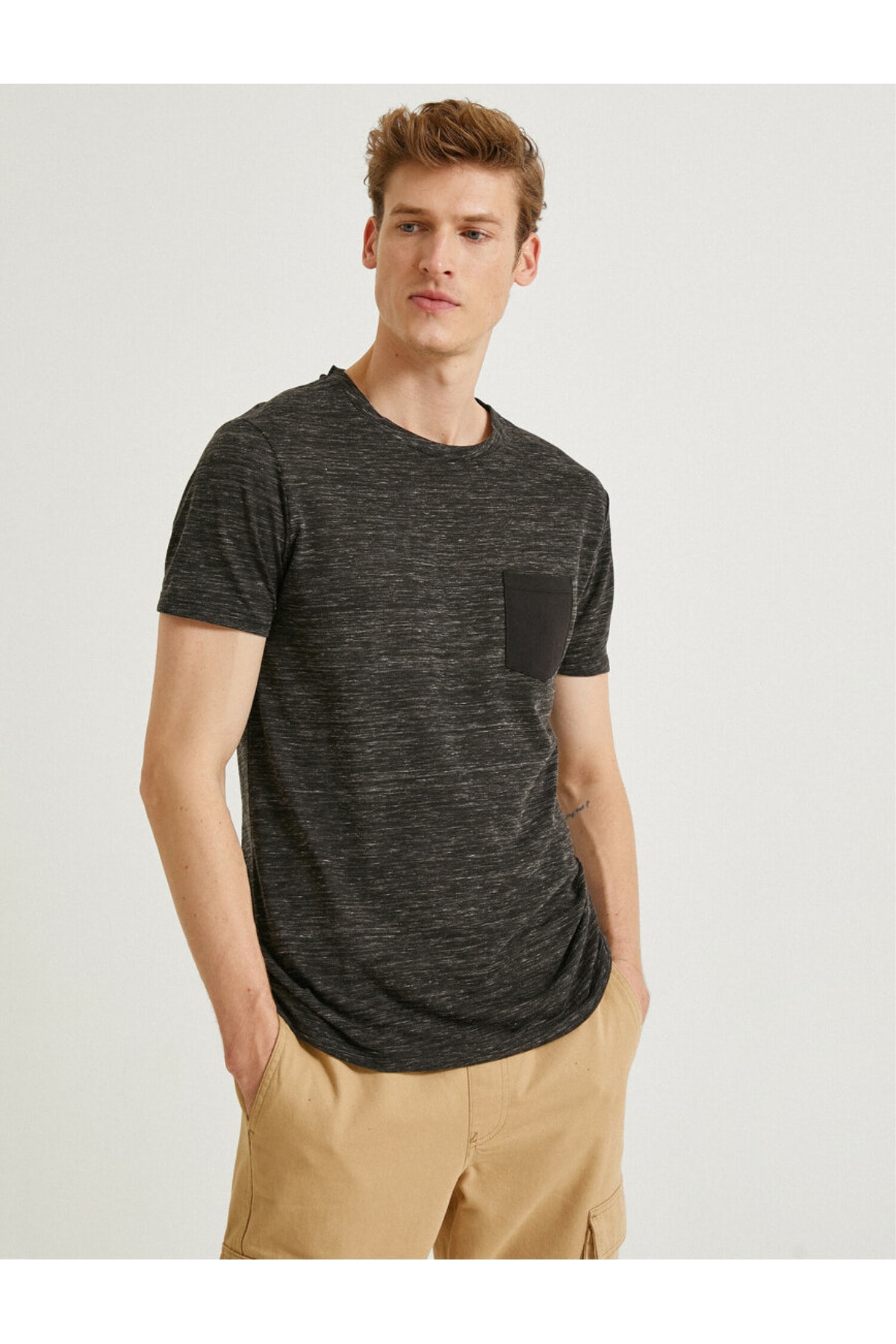 تیشرت مردانه خاکستری کوتون | 1YAM11049LK اورجینال - تصویر 3