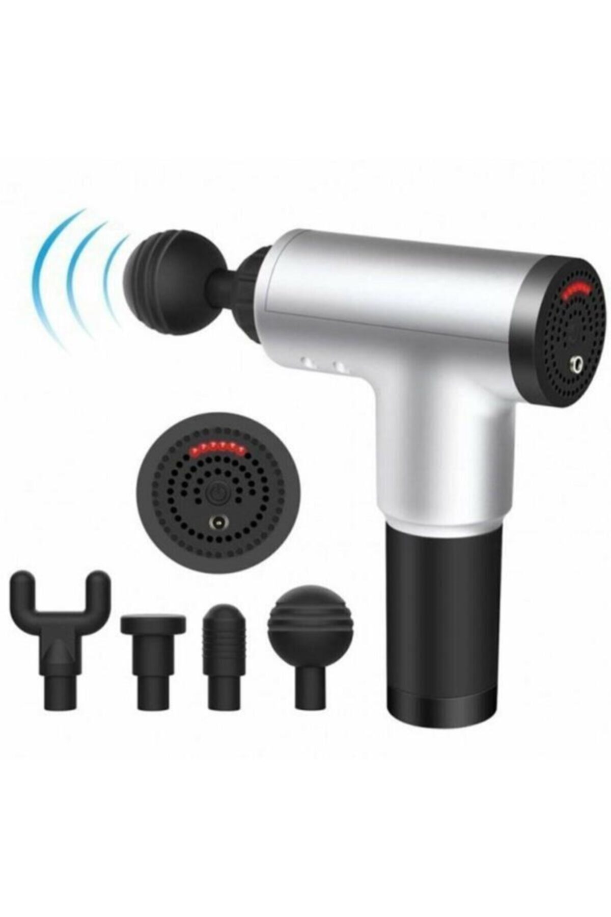 Genel Markalar Şarjlı 4 Başlıklı Darbeli Titreşimli Tabanca Masaj Aleti Kas Rahatlatıcı