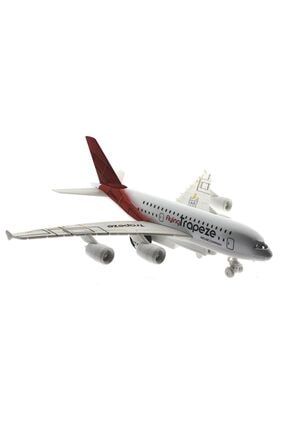 Çek Bırak Metal Kırmızı Kuyruklu Yolcu Uçağı Sesli Işıklı BABAGENEL1725