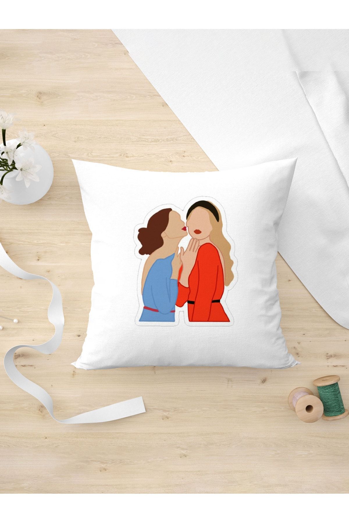Panorama Ajans Minimalist Style Two Girls Design Room Decor Pillow