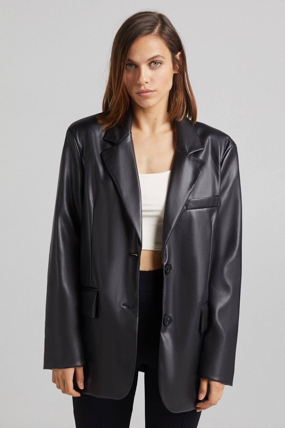Bershka Blazer Ceket Kadın Suni Deri Siyah Fiyatı, Yorumları - Trendyol