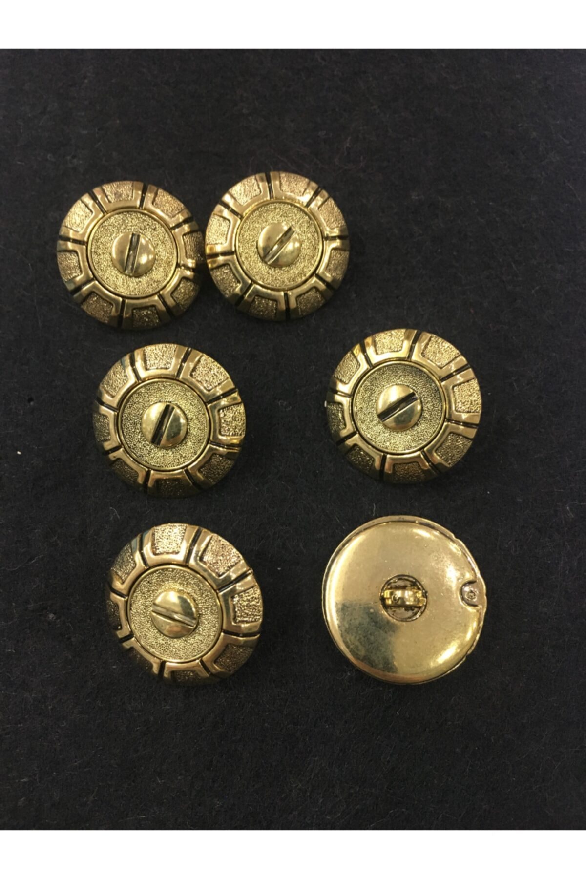 Metallized Trench Coat Button 6 Pieces with Screw in the Middle Model