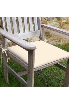 Krem Desenli Sandalye Minderi 42-42-5 Cm Süngerli Fermuarlı Bağcıklı Evm144654881109