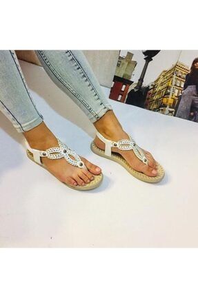 Kadın Beyaz Parmak Arası Sandalet YVZ848