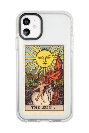 Iphone 11 Beyaz Kenarlı Anti Shock The Sun Tarot Kartı Desenli Telefon Kılıfı IP11LK-136