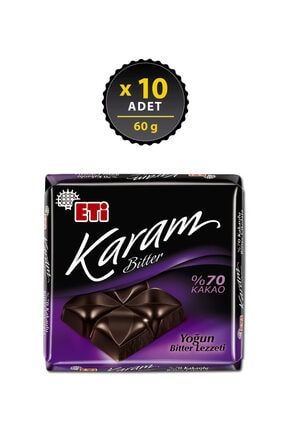 Karam %70 Kakaolu Bitter Çikolata 60 g x 10 Adet 1780400