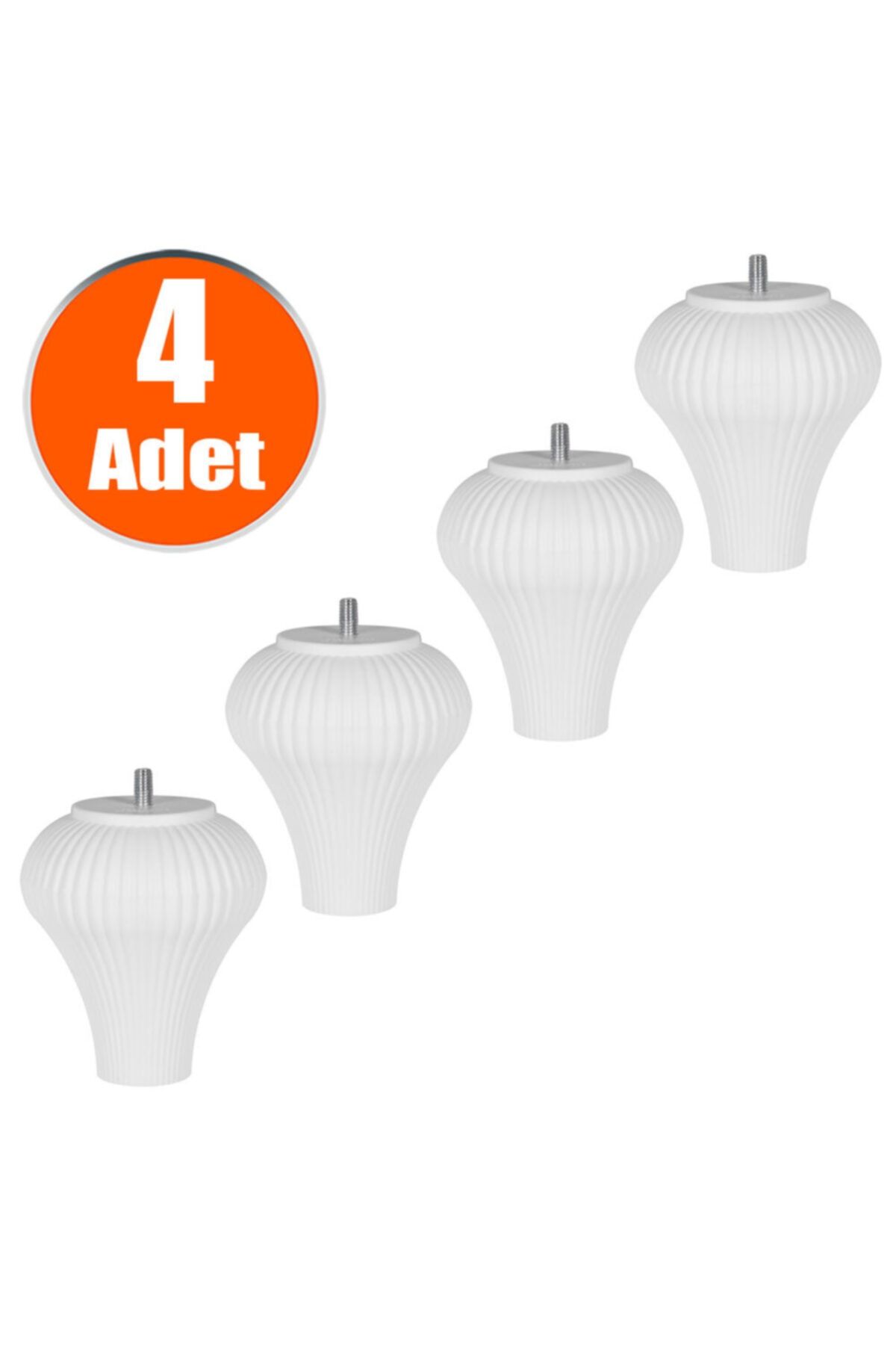 Badem10 Mobilya Kanepe Masa Sehpa Puf Ayağı M8 Civata Beyaz Ayak 12 Cm (4 ADET)