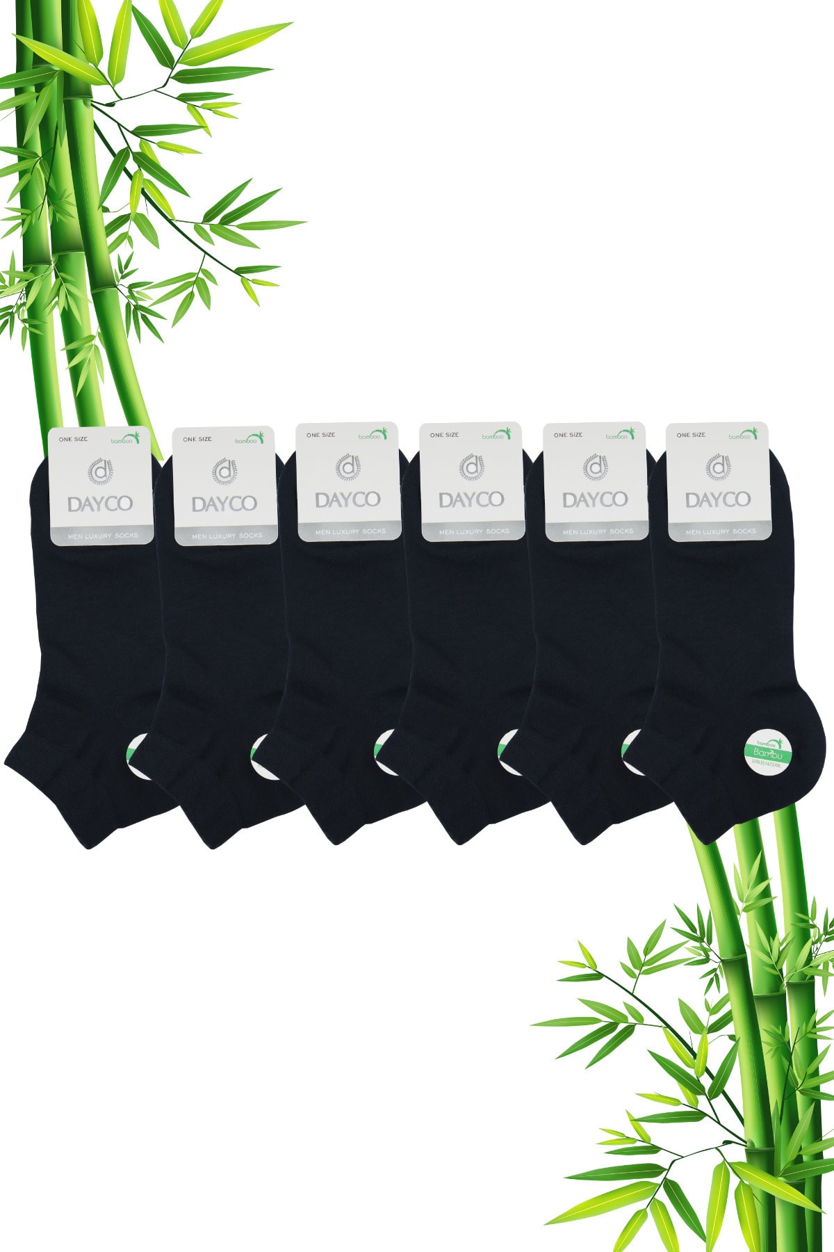 DAYCO Bambu Erkek Dikişsiz Premium Patik Lacivert Çorap 6'lı Set