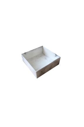 Asetat Kapaklı Karton Kutu Mermer Desenli 8x8x3 - 50 Adet Beyaz ETE7234Beyaz