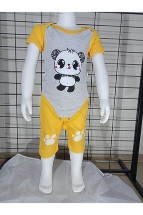 Sarı Renkli Baskılı Panda Kıyafet GYMKZ00067