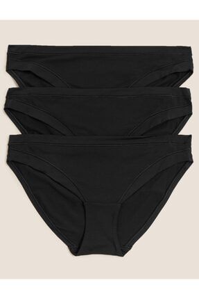 Kadın Siyah 3'lü Flexifit™ Modal Bikini Külot T61004907