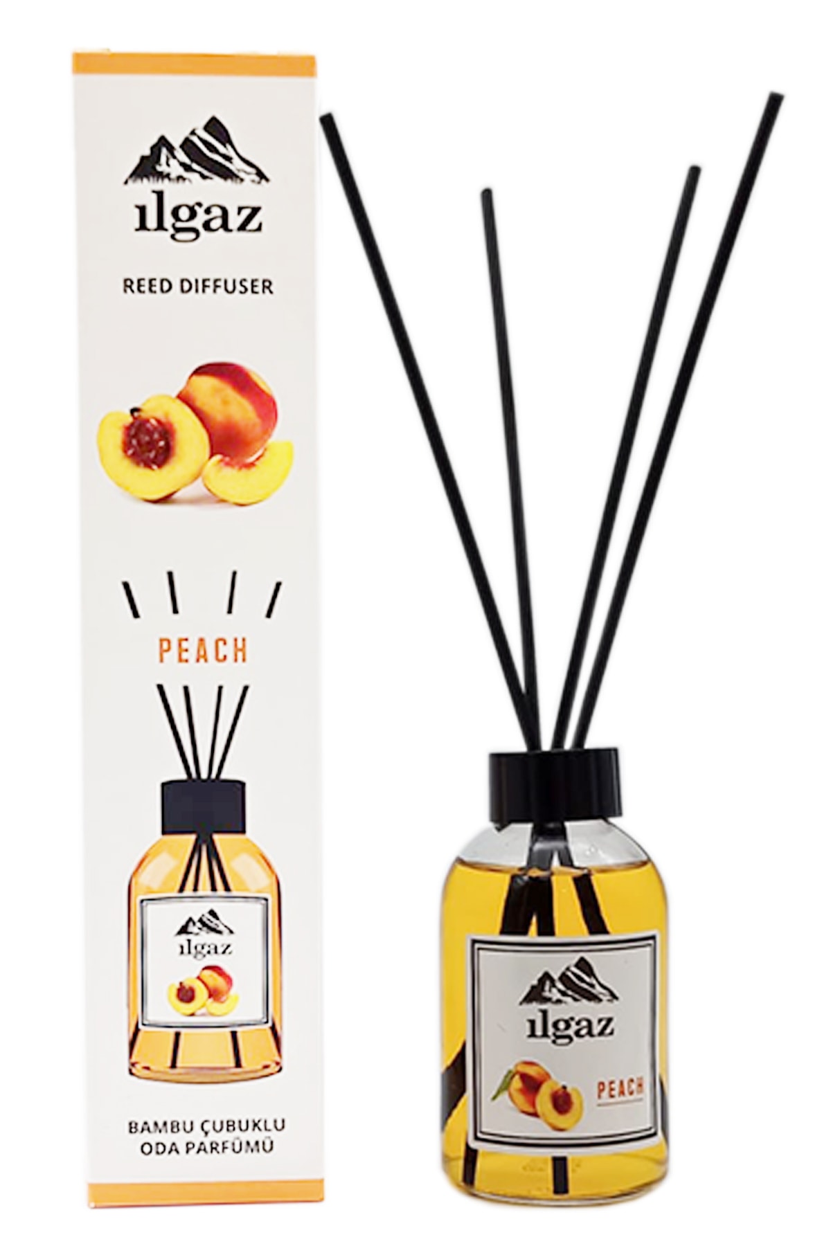 ILGAZ Reed Dıffuser Şeftali Oda Parfümü 110 ml Peach Ortam Kokusu Tropikal Meyve Oda Kokusu