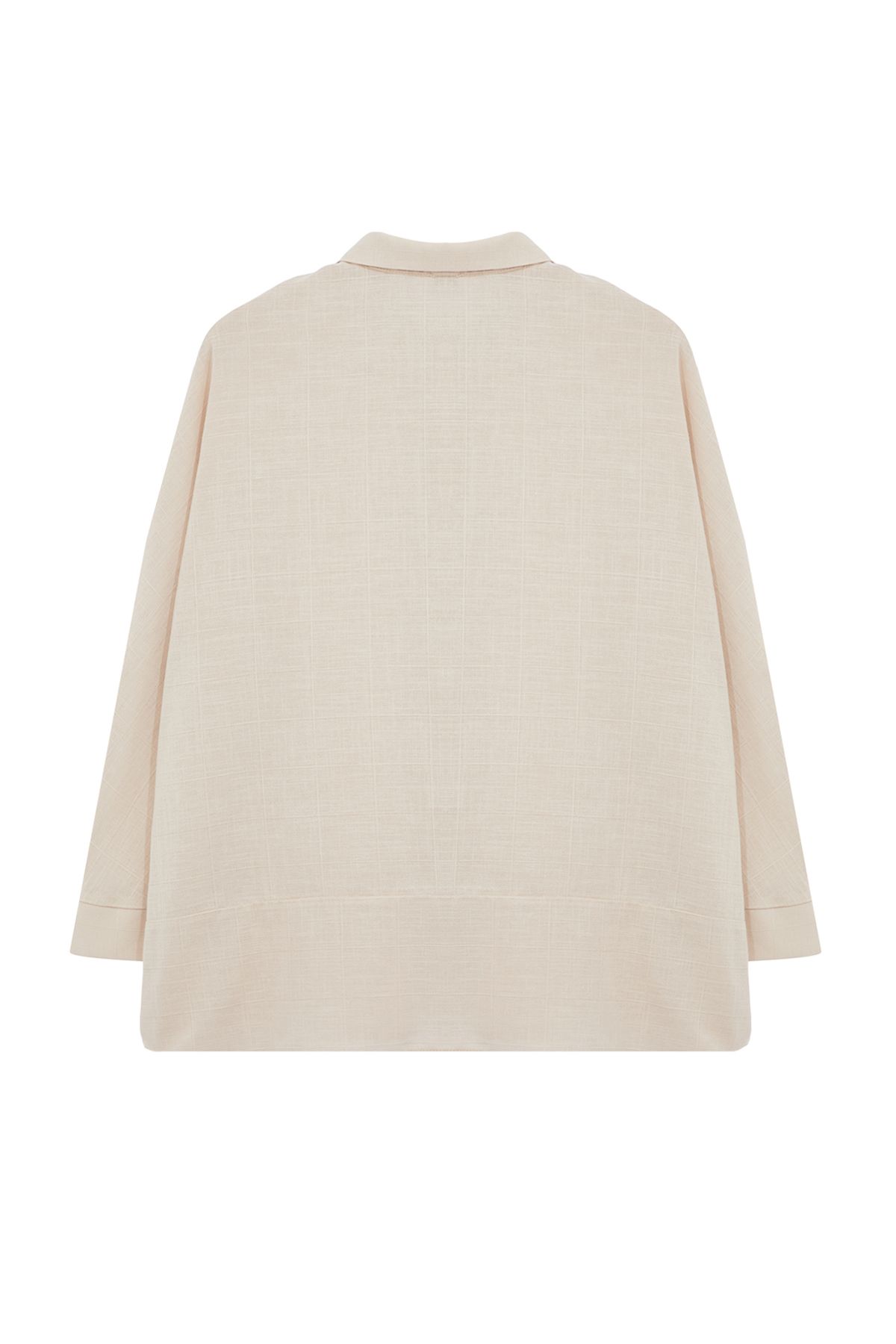 Edit by Trendyol-Beige Large Size Linen Woven Shirt - TEDAW25AX00000 6
